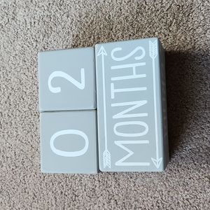 Milestone blocks, baby toddler child, gray and white with arrows